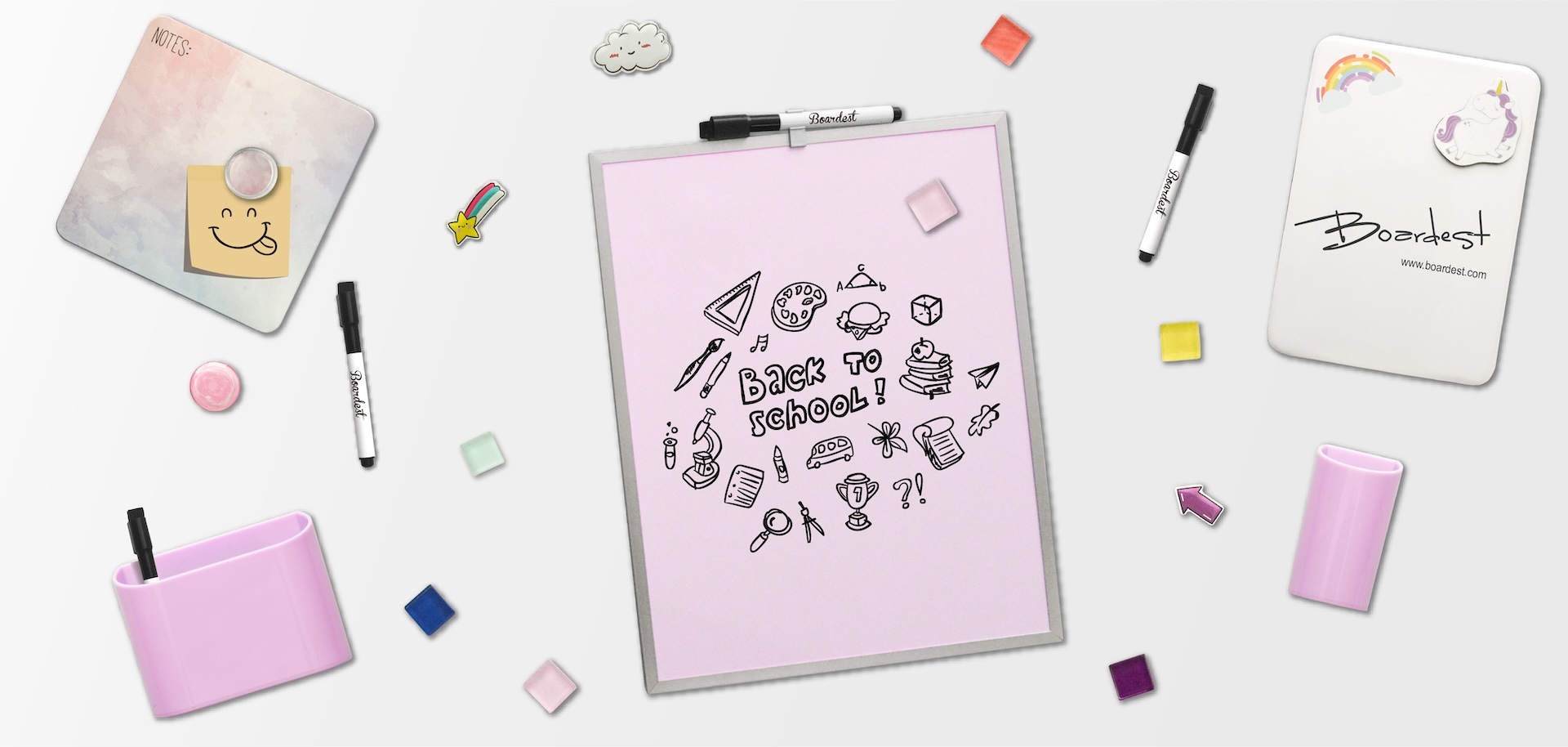 Whiteboard accessories in use